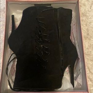 Black Calf Heel Boots